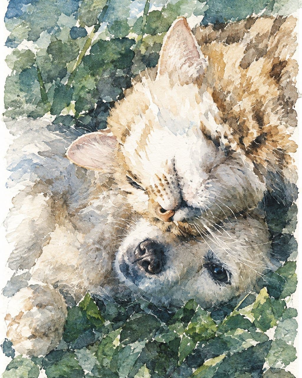 Daisy and Leo as a Watercolour portrait